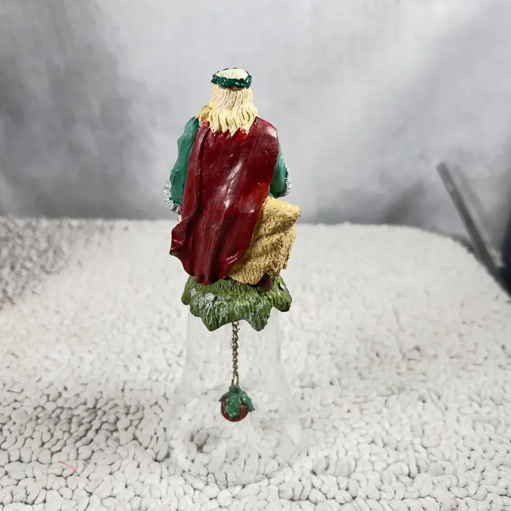 Novelino Christmas Through The Ages Glass Bell Resin Topper 1992 Viking Santa